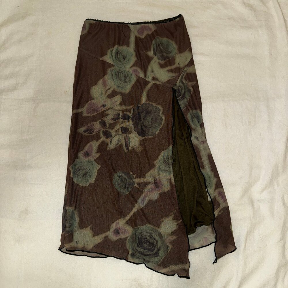 Urban Outfitters Silence + Noise Brown and Green Midi Skirt